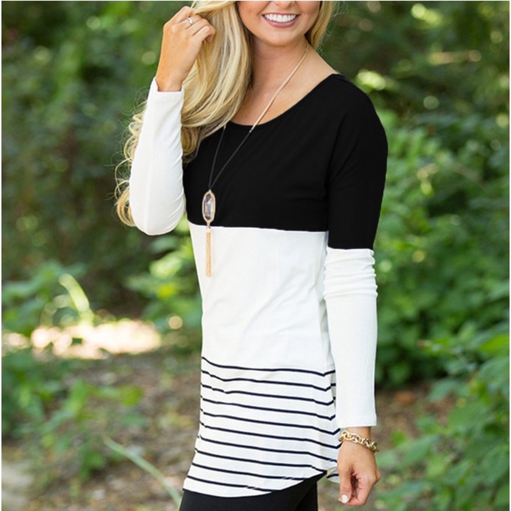 Back Lace Tunic Top Long Sleeve T-Shirts - Picture 3 of 3